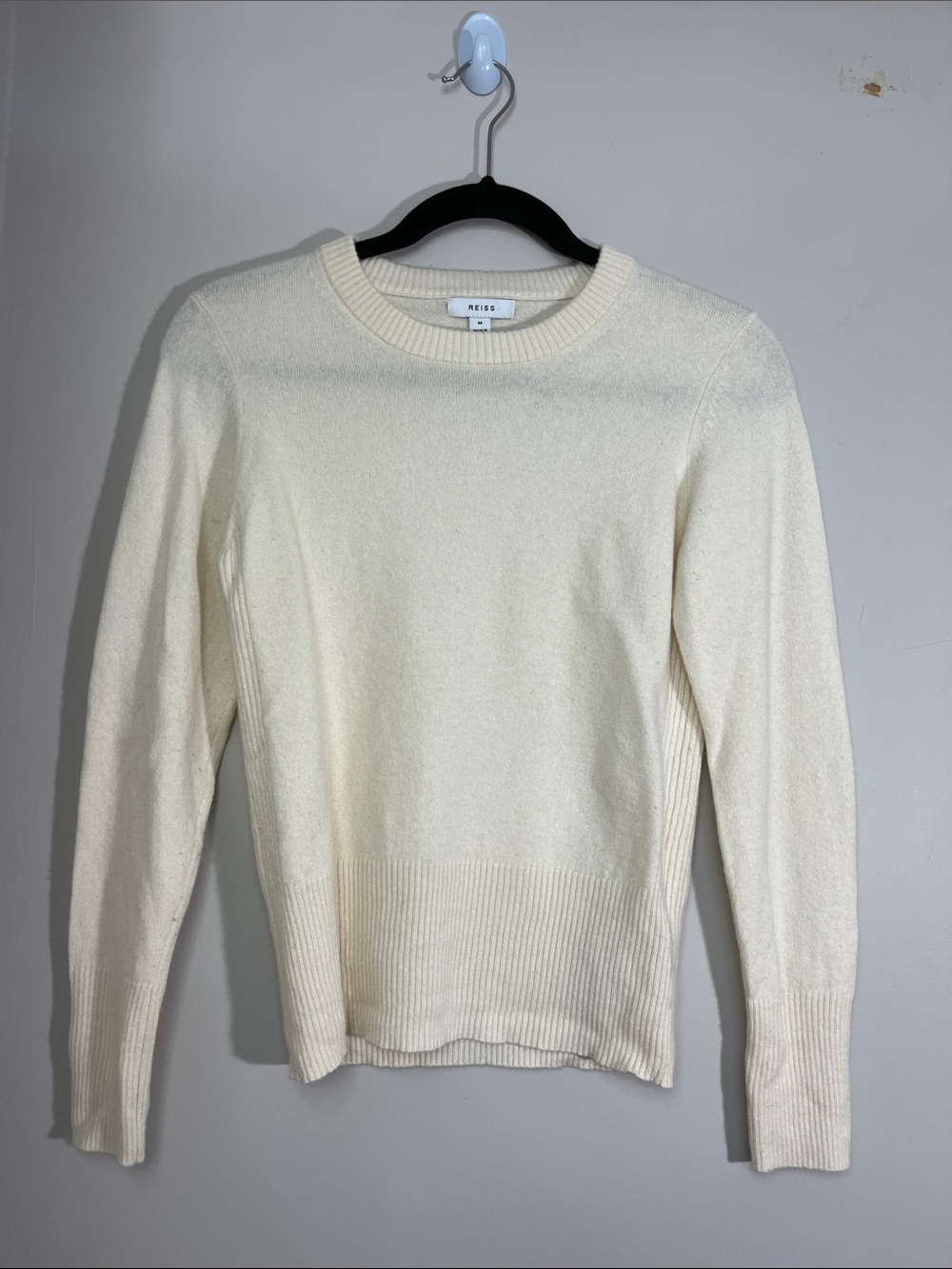 Reiss Ivory Crewneck wool Knit Sweater